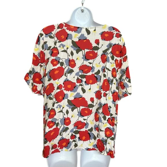 In Every Story Womens Blouse Plus Size 2X Red Poppy Soft Floral Babydoll - Picture 3 of 7